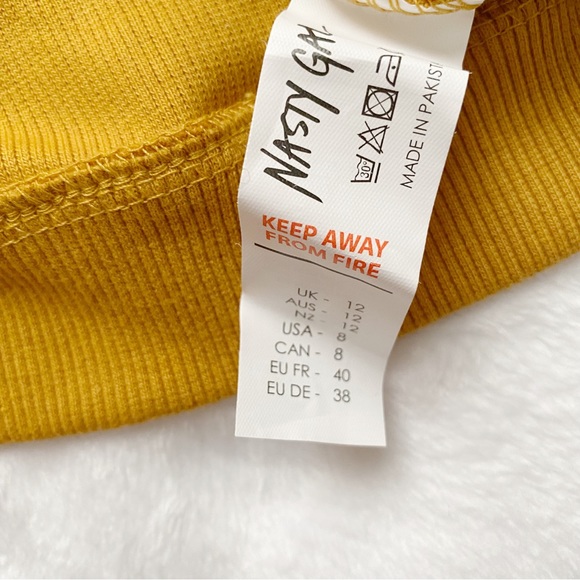 NWT Nasty Gal Mustard Ribbed Cinched Center Pullover Top - Picture 8 of 11
